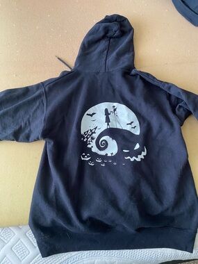 Black Graphic Hoodie with Nightmare Before Christmas